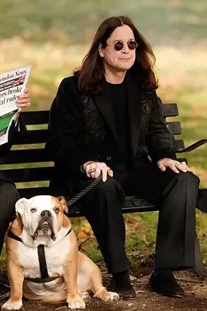 Ozzy Osbourne and his English Bulldog